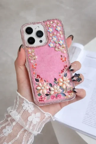 Blush Bloom Pearl & Floral Resin Case
